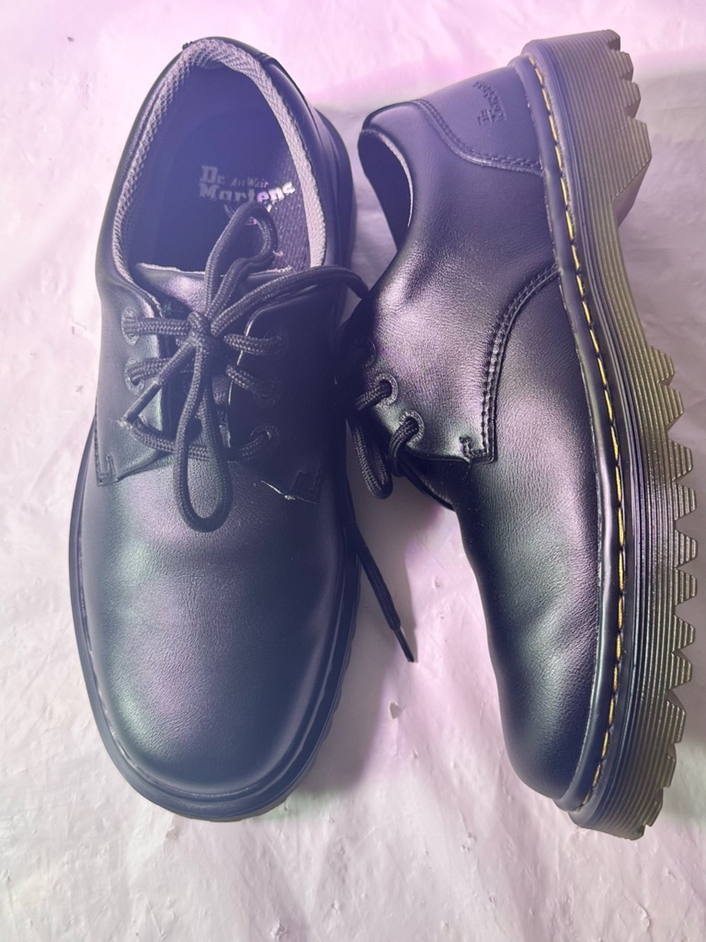 Dr. Martens Men's Black Leather 3-Eye Derby Shoes - Picture 6 of 12